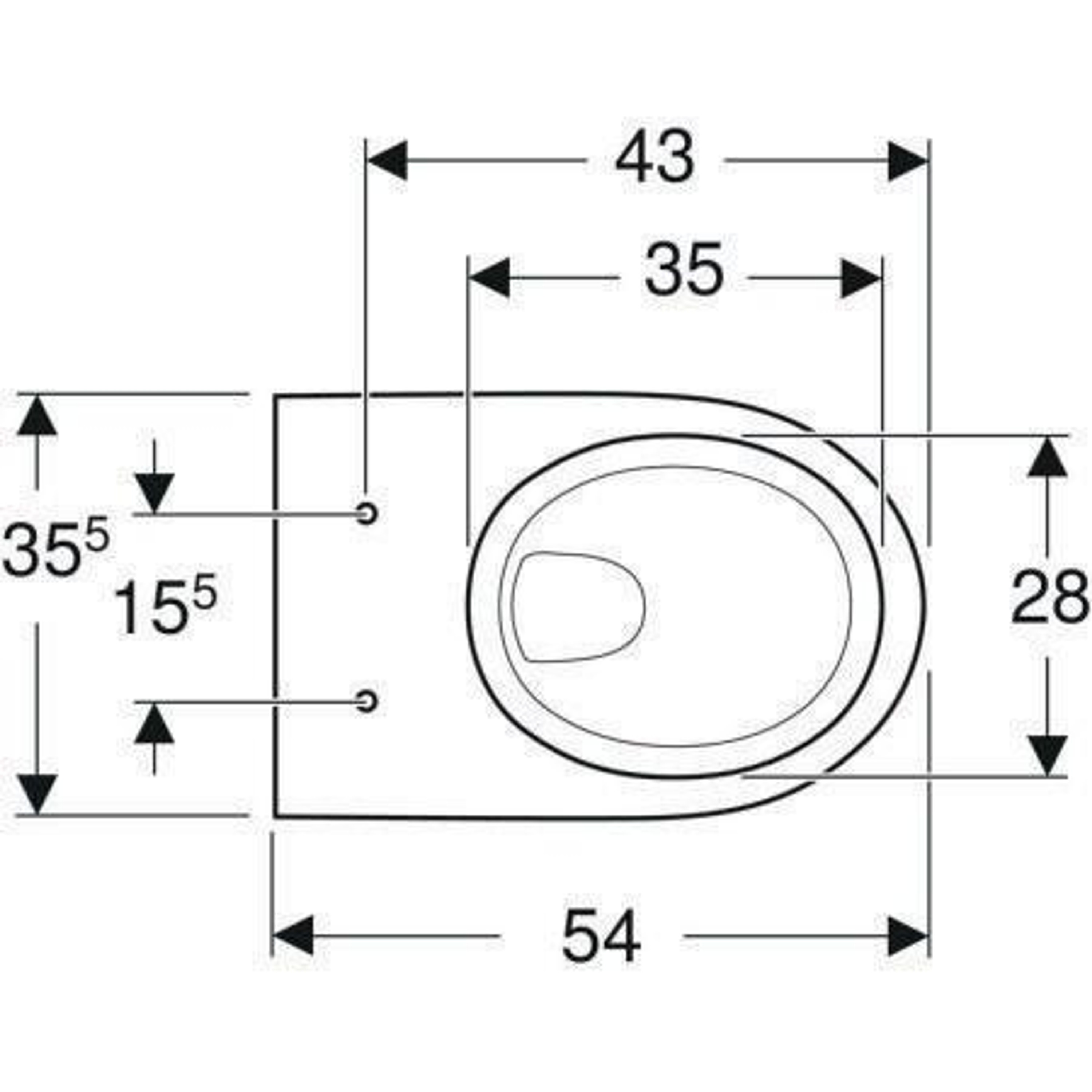 Geberit Wand-Tiefspül-WC RENOVA Rimfree