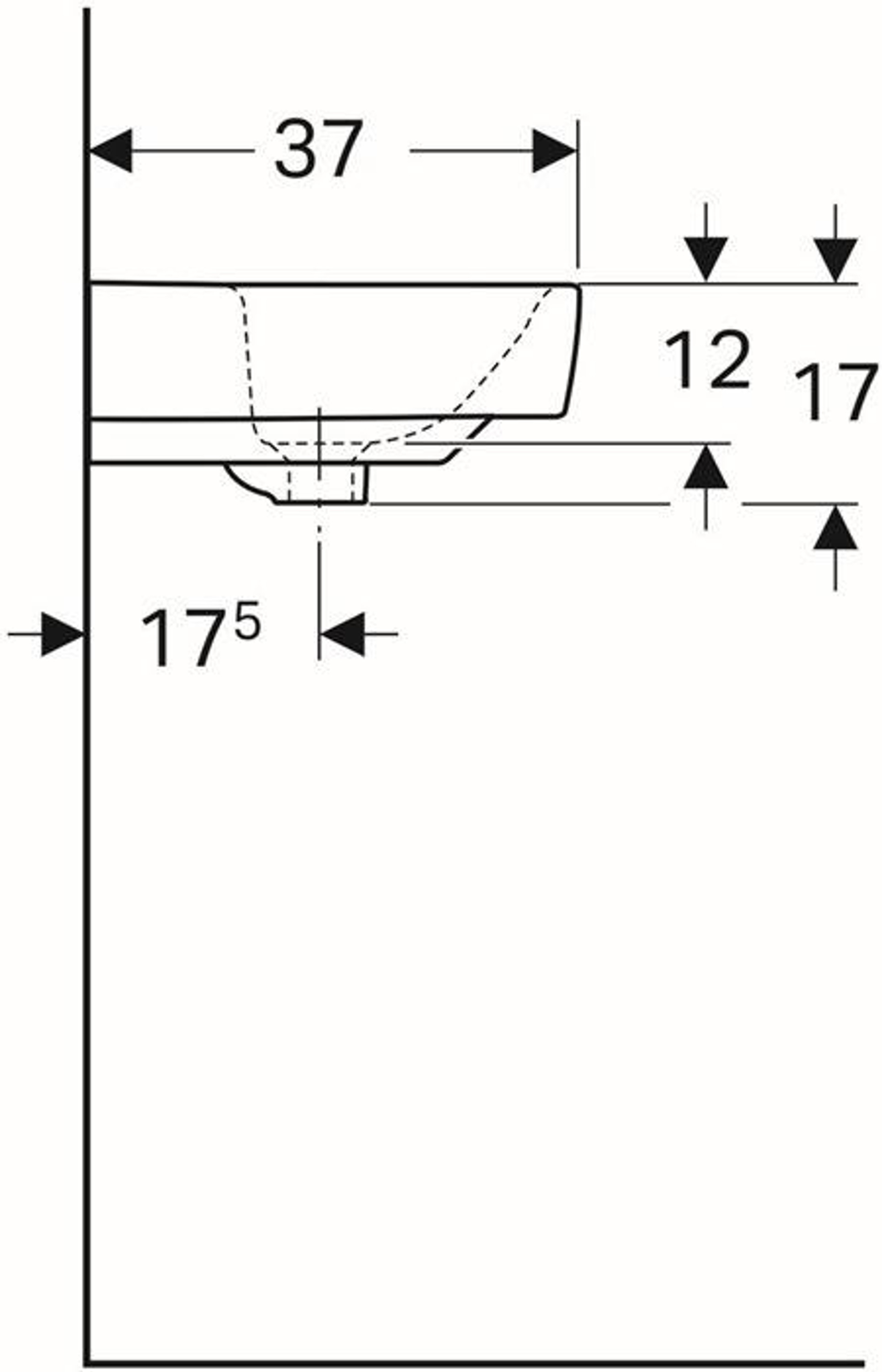 Geberit Waschtisch RENOVA COMPACT 550x37