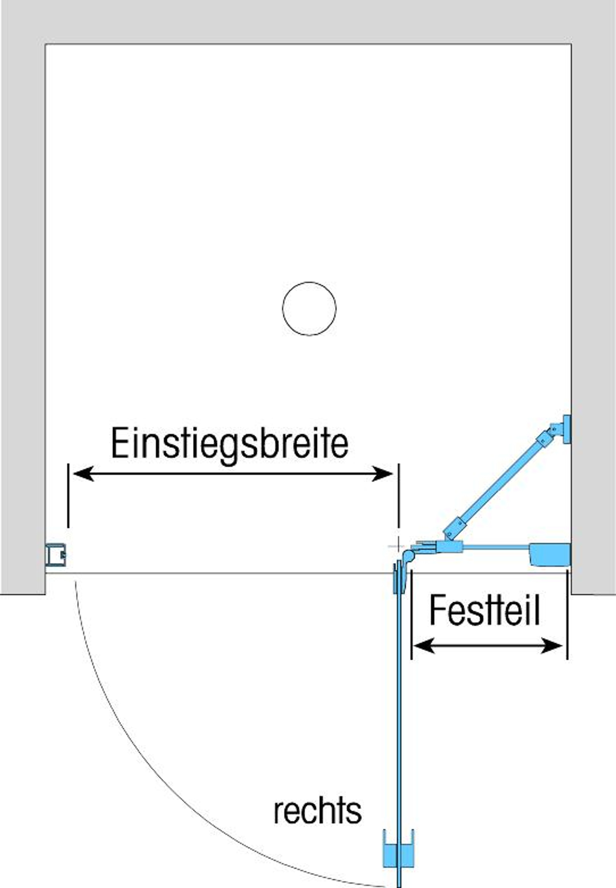 Duschkabine/ Duschabtrennung Dusbad Vital 8 'Black Edition' Dusche / Pendeltür mit Festteil / Nische ESG 8mm - Made in Germany