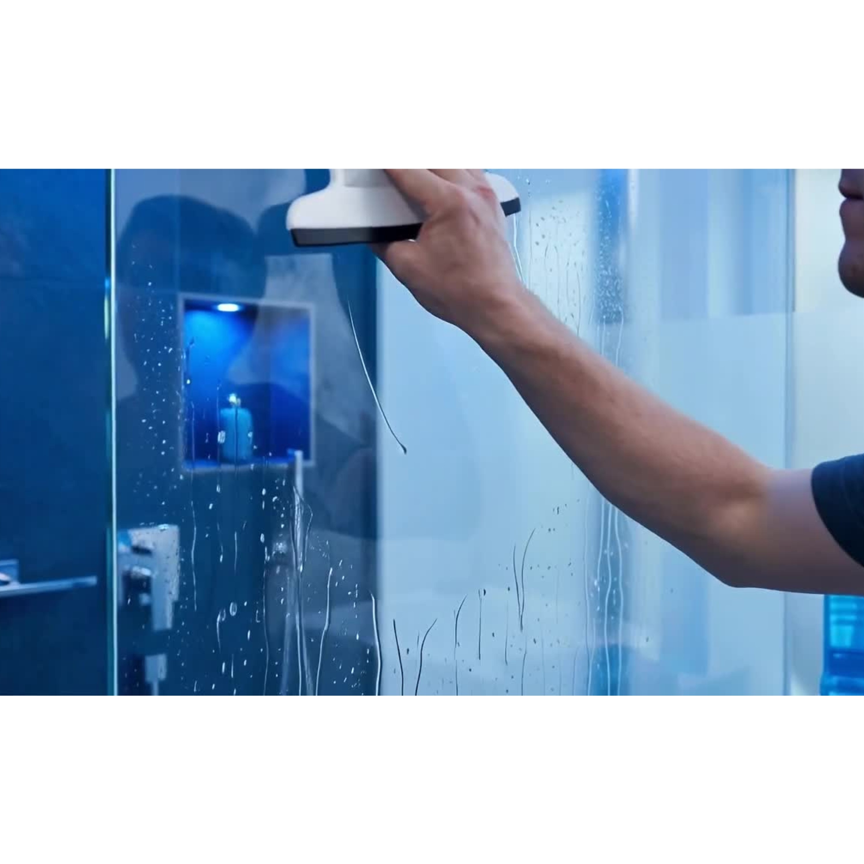 Dusbad Glas&Duschabzieher für Duschkabinen gerade|rund weiss MadeInGermany