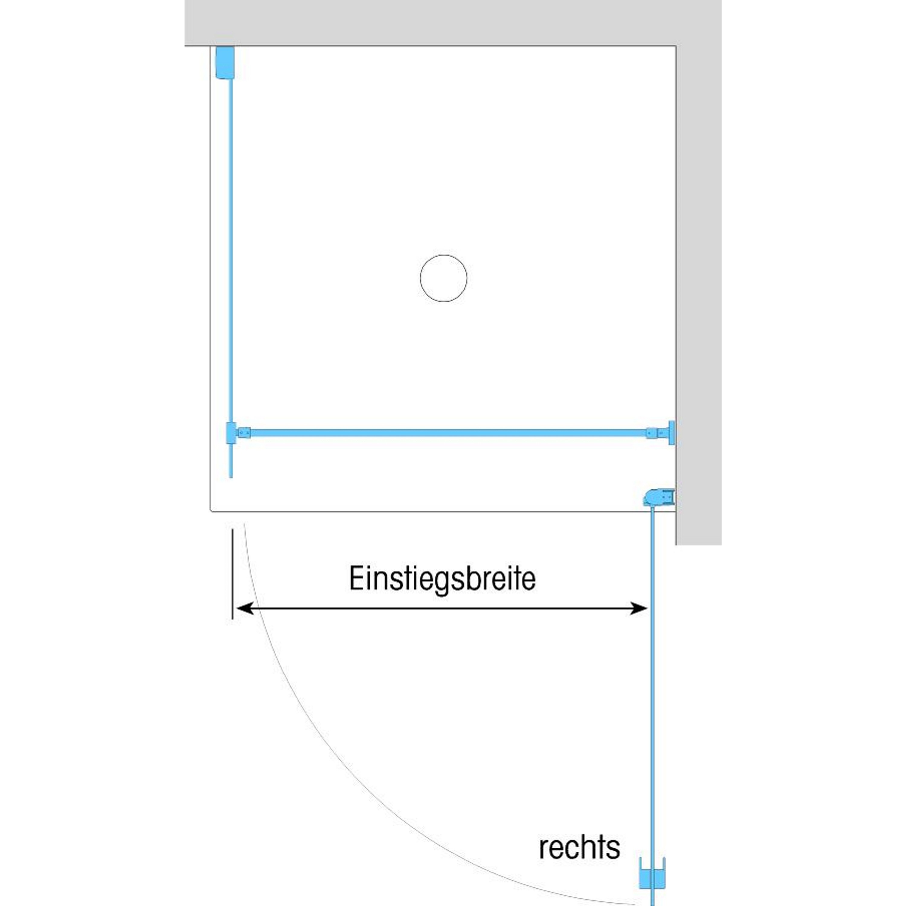 Duschkabine/ Duschabtrennung Dusbad Vital 2 Drehtür rechts + Duschwand links (Kombination)