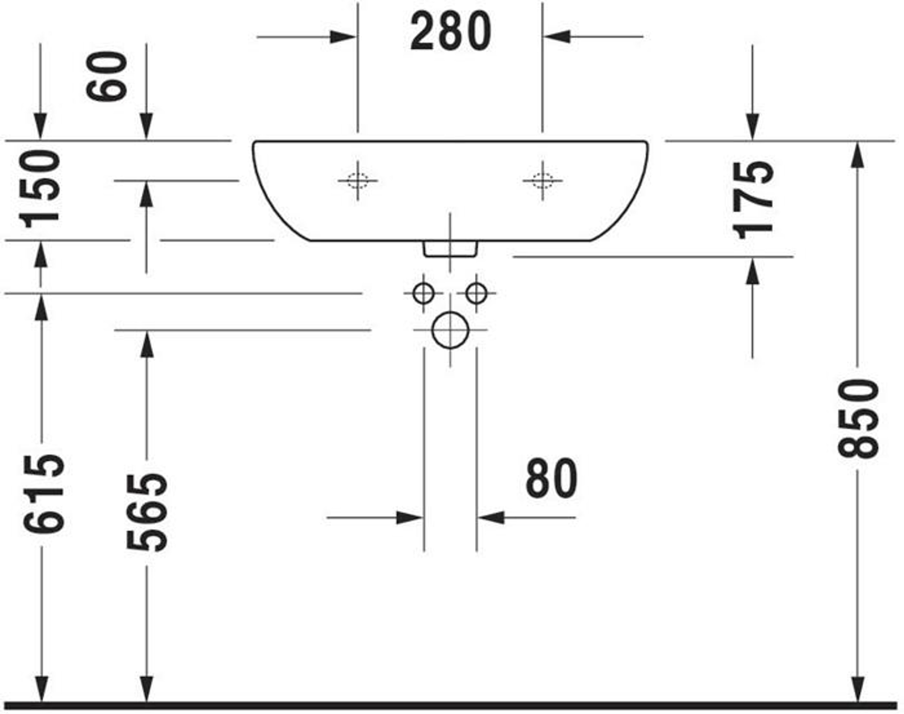 Duravit Waschtisch D-CODE MED o ÜL m HLB