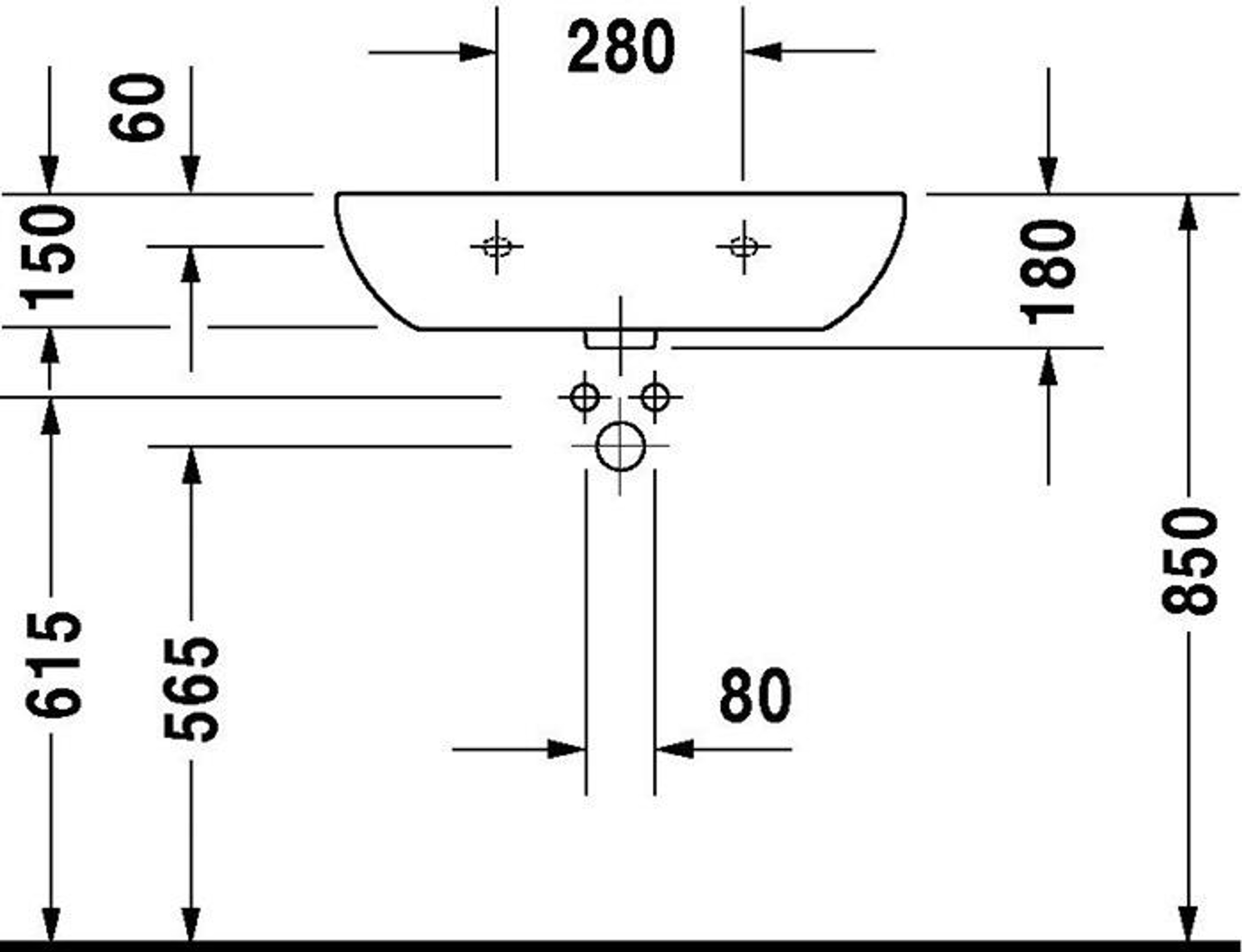 Duravit Waschtisch D-CODE MED o ÜL m HLB