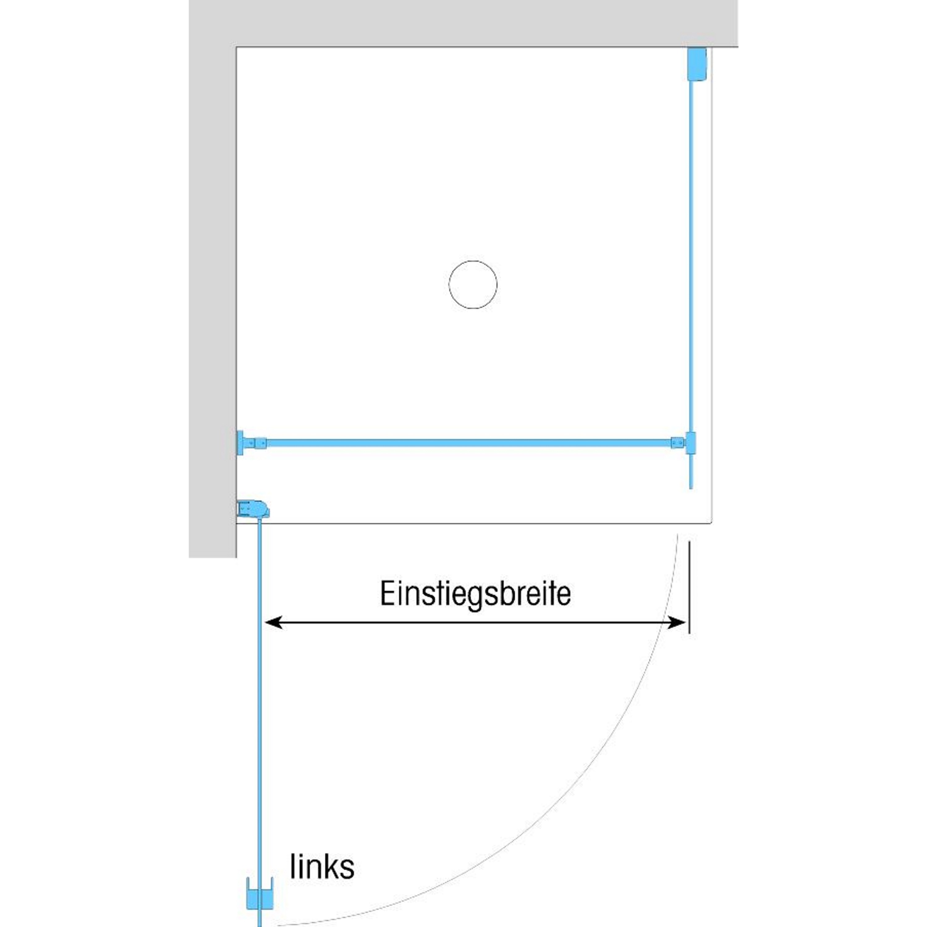 Duschkabine/ Duschabtrennung Dusbad Vital 2 Drehtür links + Duschwand rechts (Kombination) links 900mm rechts 1075mm