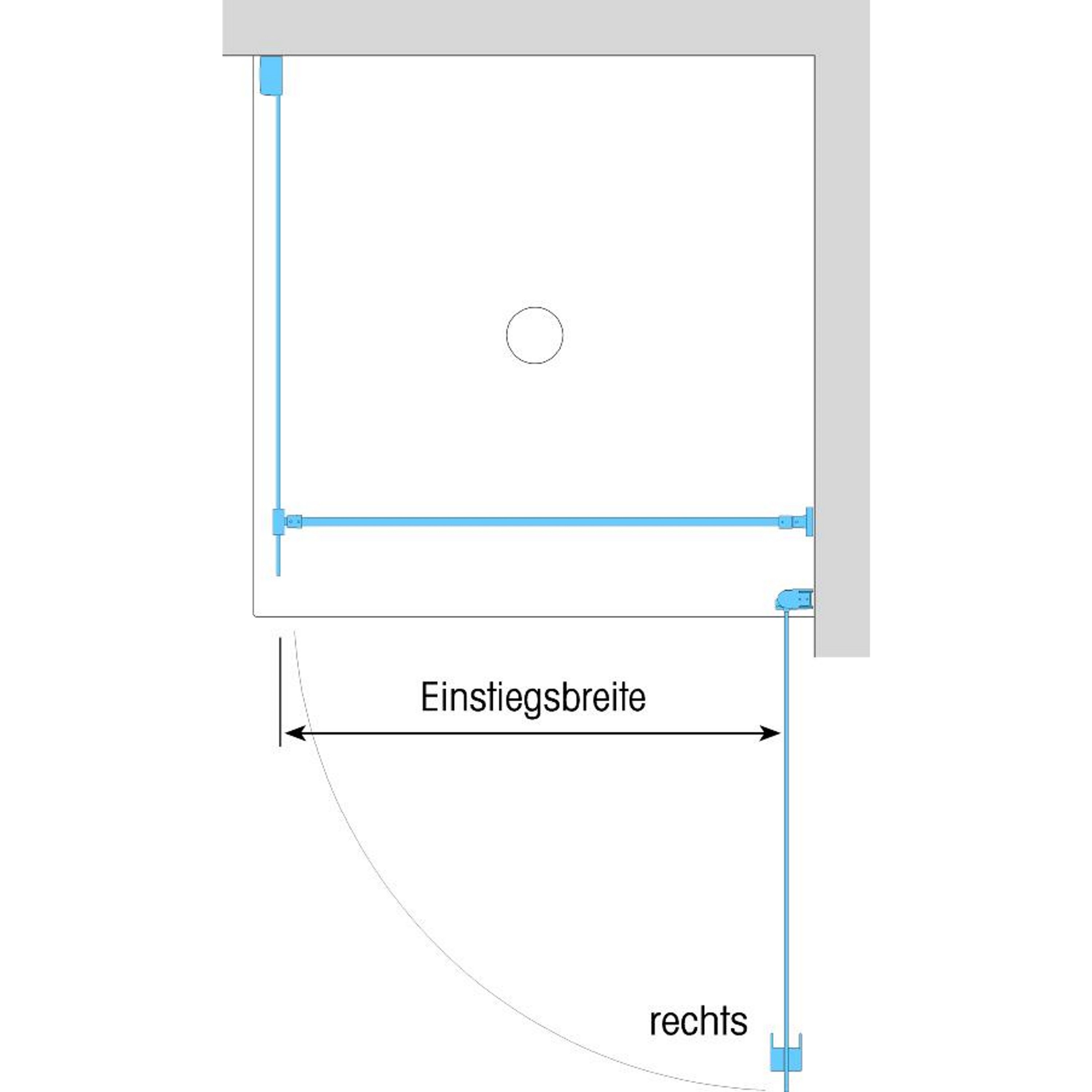 Duschkabine/ Duschabtrennung Dusbad Vital 2 Drehtür rechts + Duschwand links (Kombination) rechts 900mm links 900mm