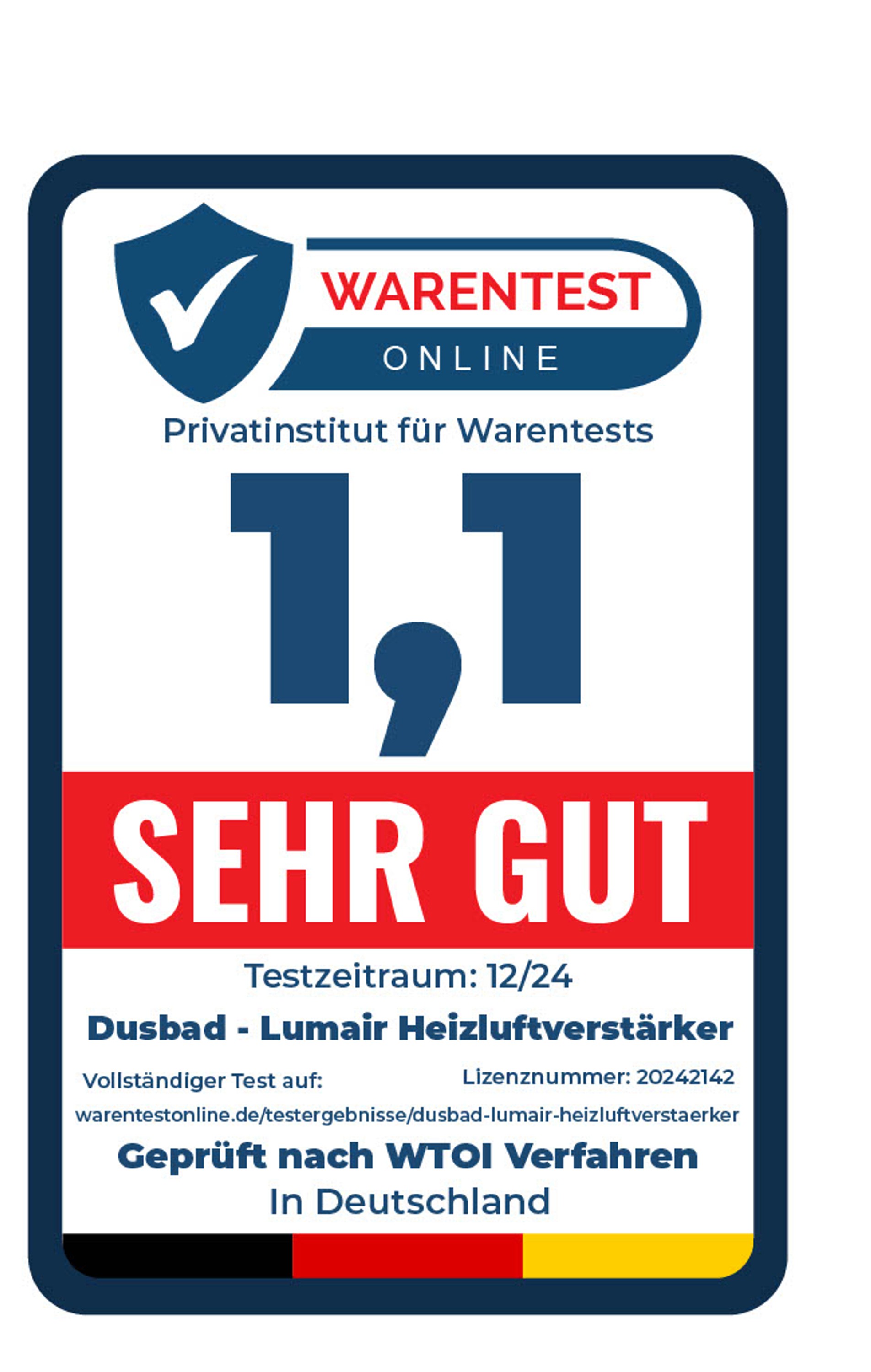 Lumair 30 Heizluftverstärker / Ventilator - für Raumgrösse bis 20 m2 - Passend für alle gängigen Heizkörper Made in Germany