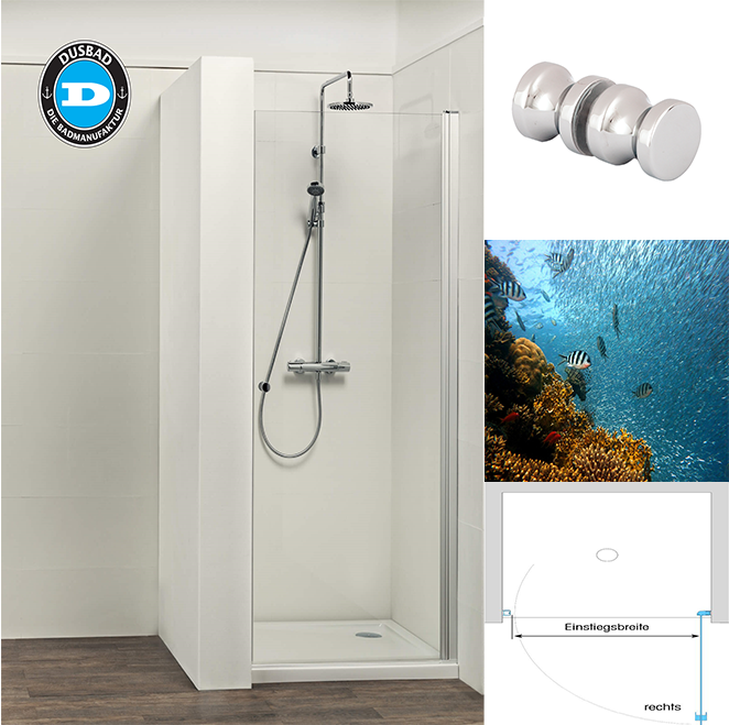 338- 344- fish Vital-2-Dusche--Glastuer-fuer-Duschnische--Drehtuer-Dusbad-Dusar