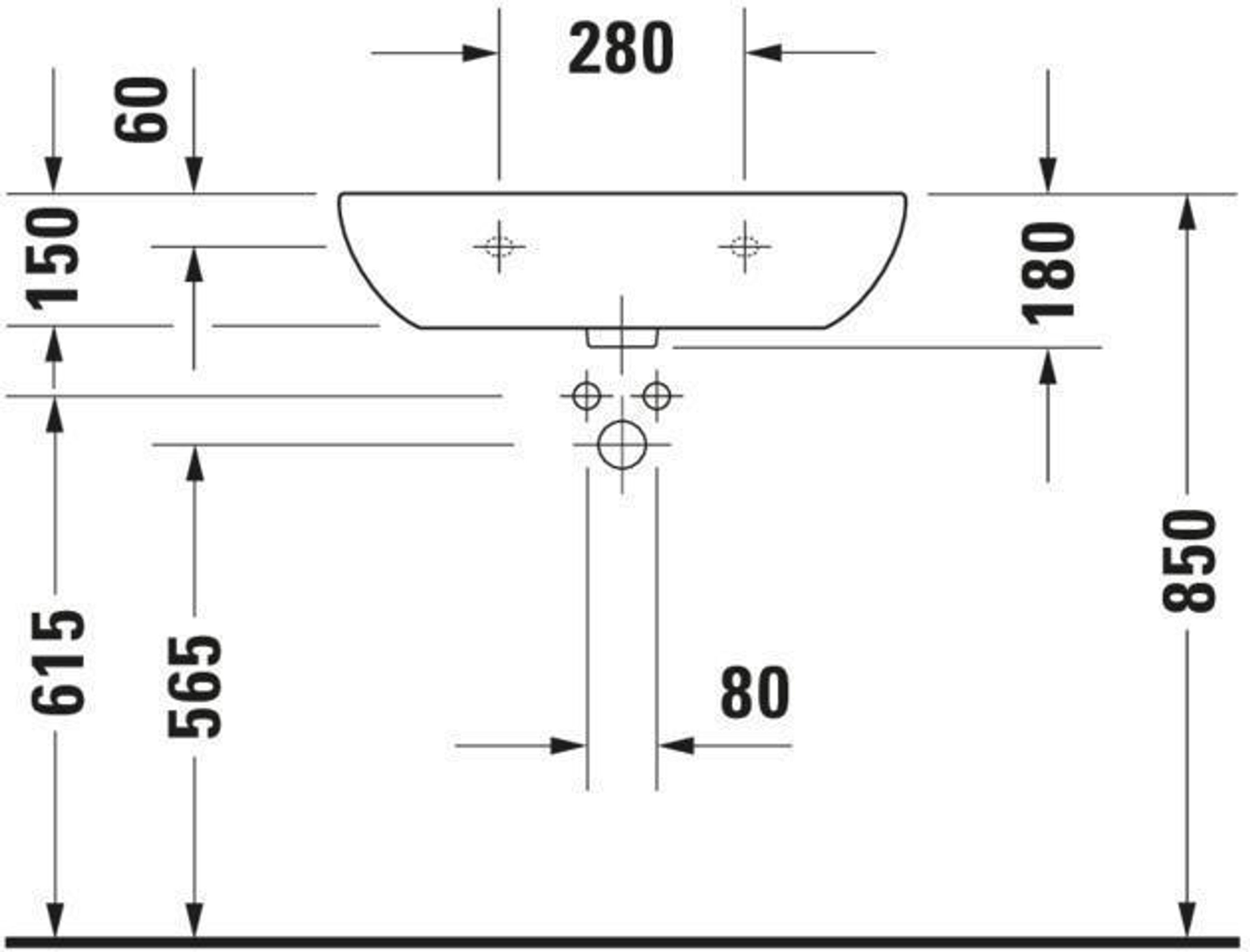 Duravit Waschtisch D-CODE MED o ÜL m HLB