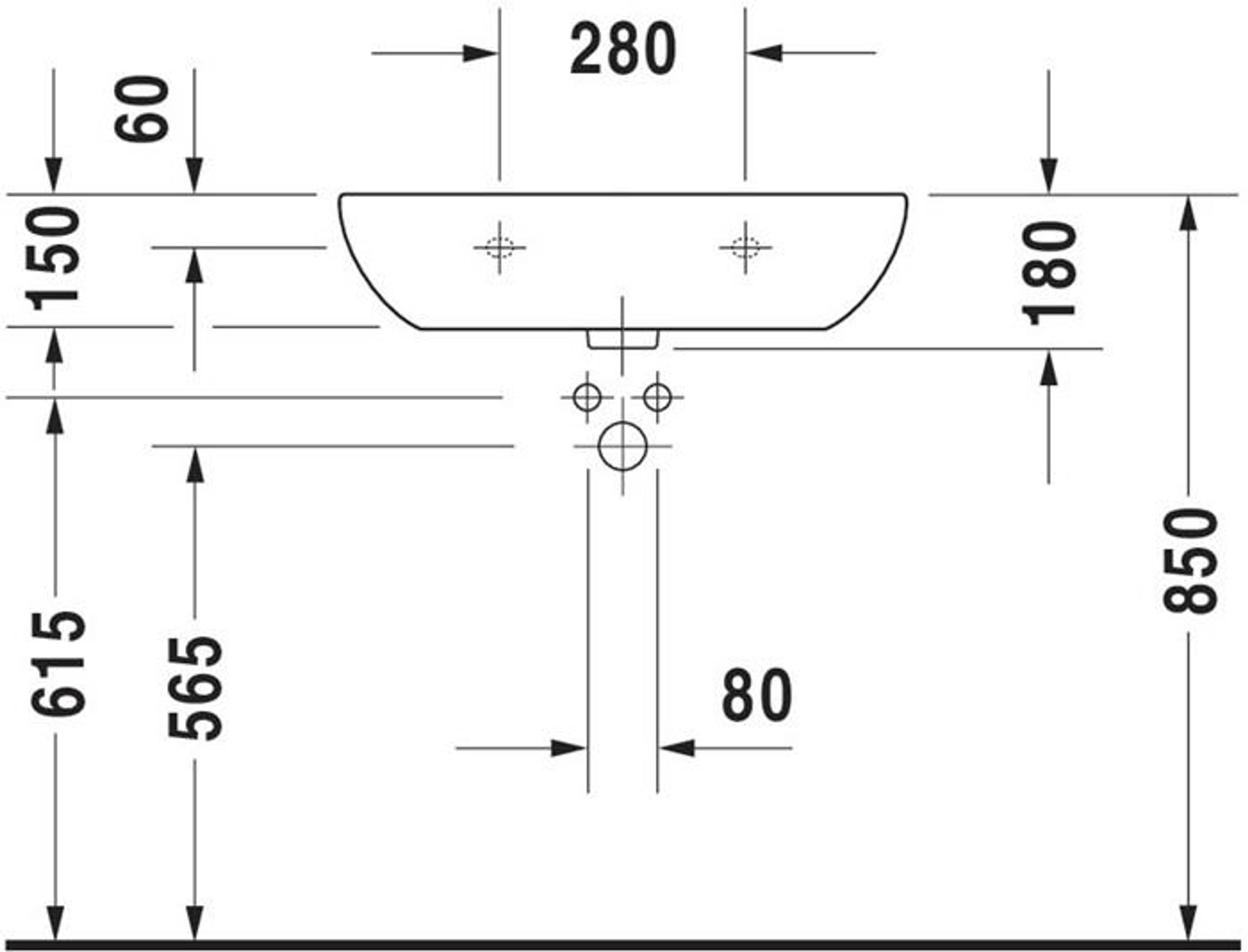 Duravit Waschtisch D-CODE MED o ÜL m HLB