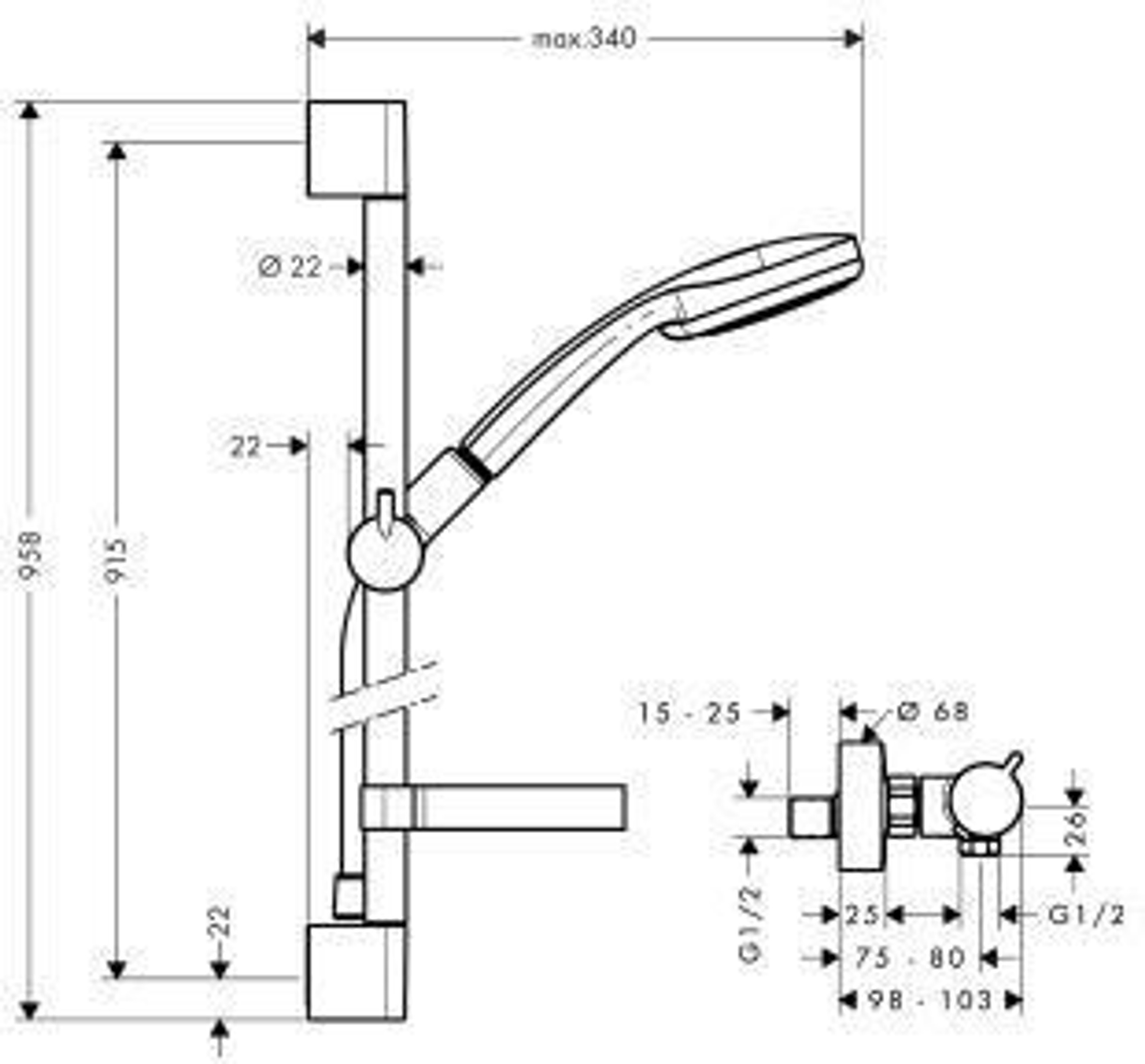 Brausekombi CROMA 100 ECOSTAT COMFORT Ec