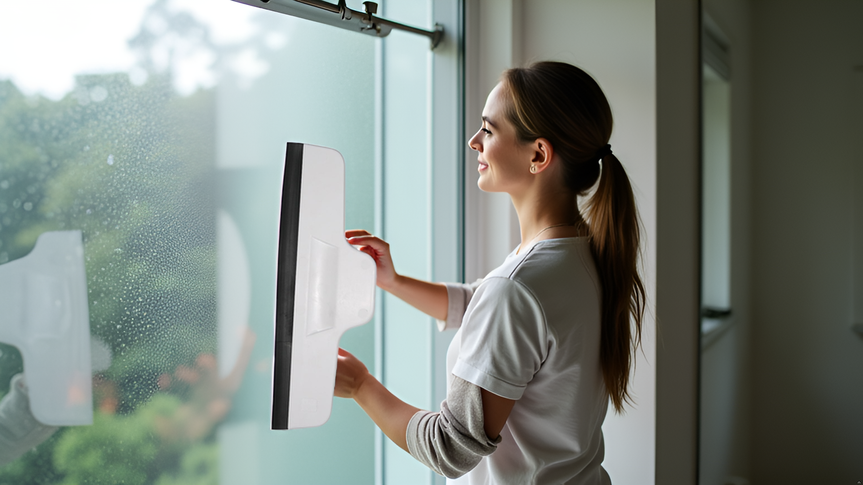 Komfort Glas&Duschabzieher für Dusche + Fenster gross weiss Made in Germany