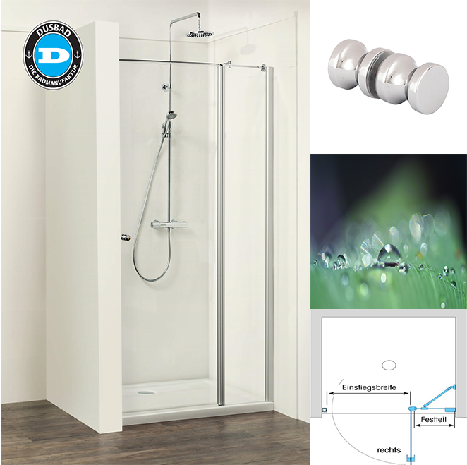 338- 344- drop-of-water2 Vital-2-Dusche--Glastuer-fuer-Duschnische--Drehtuer-Dusbad-Dusar