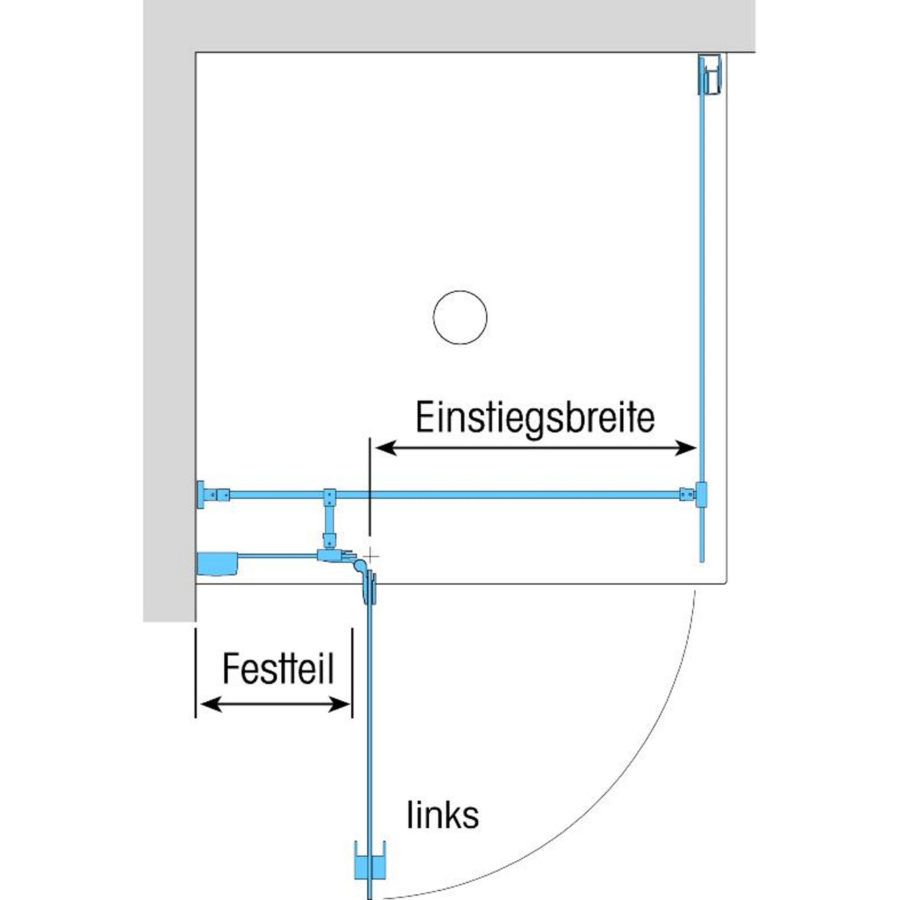 Duschkabine/ Duschabtrennung Dusbad Vital 1 Dusche / Drehtür links mit Seitenwand / Kombination ESG 6mm Made in Germany