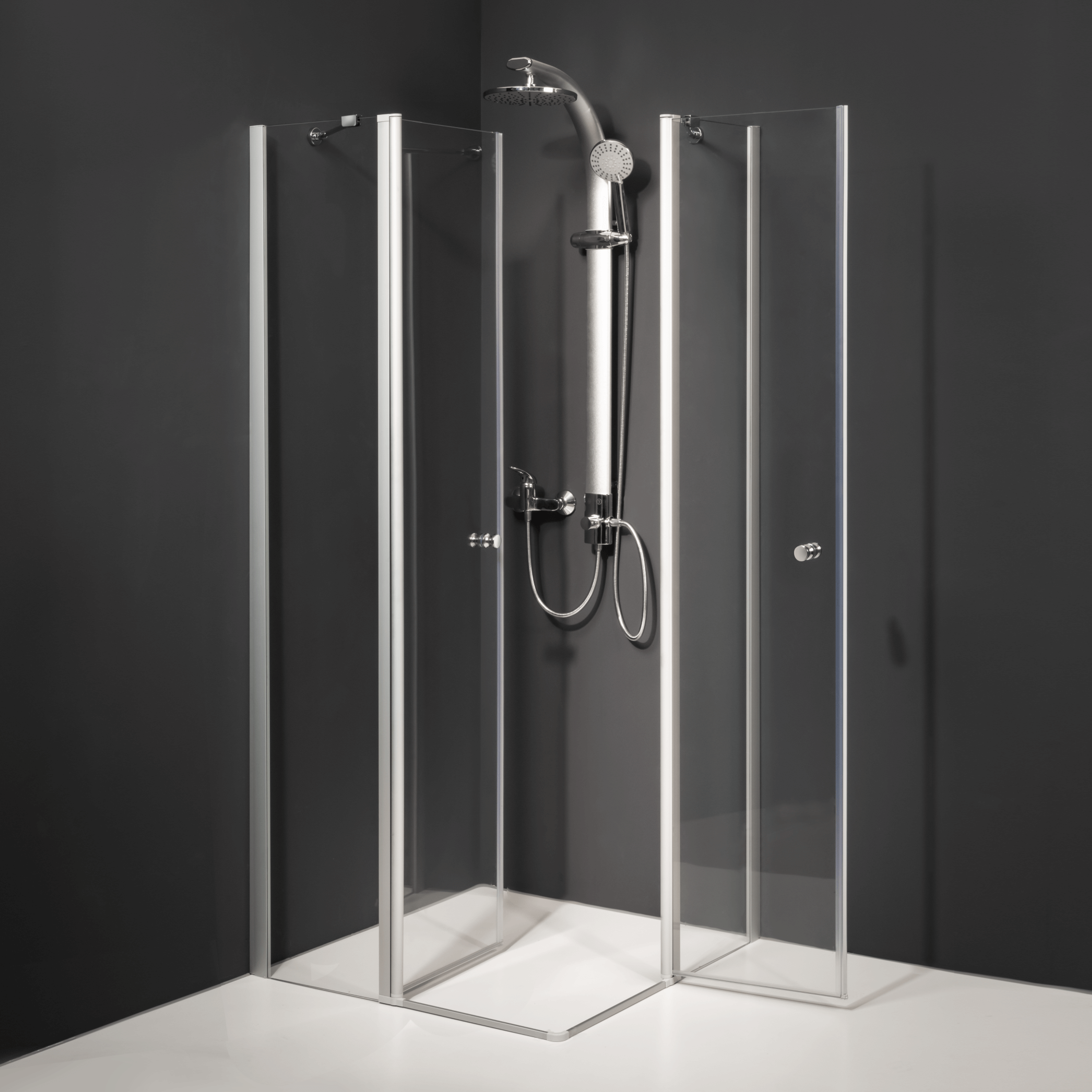 Duschkabine/ Duschabtrennung Dusbad Vital 5 Eckeinstieg Pendeltür an Festteil 4 teilig 100x100cm