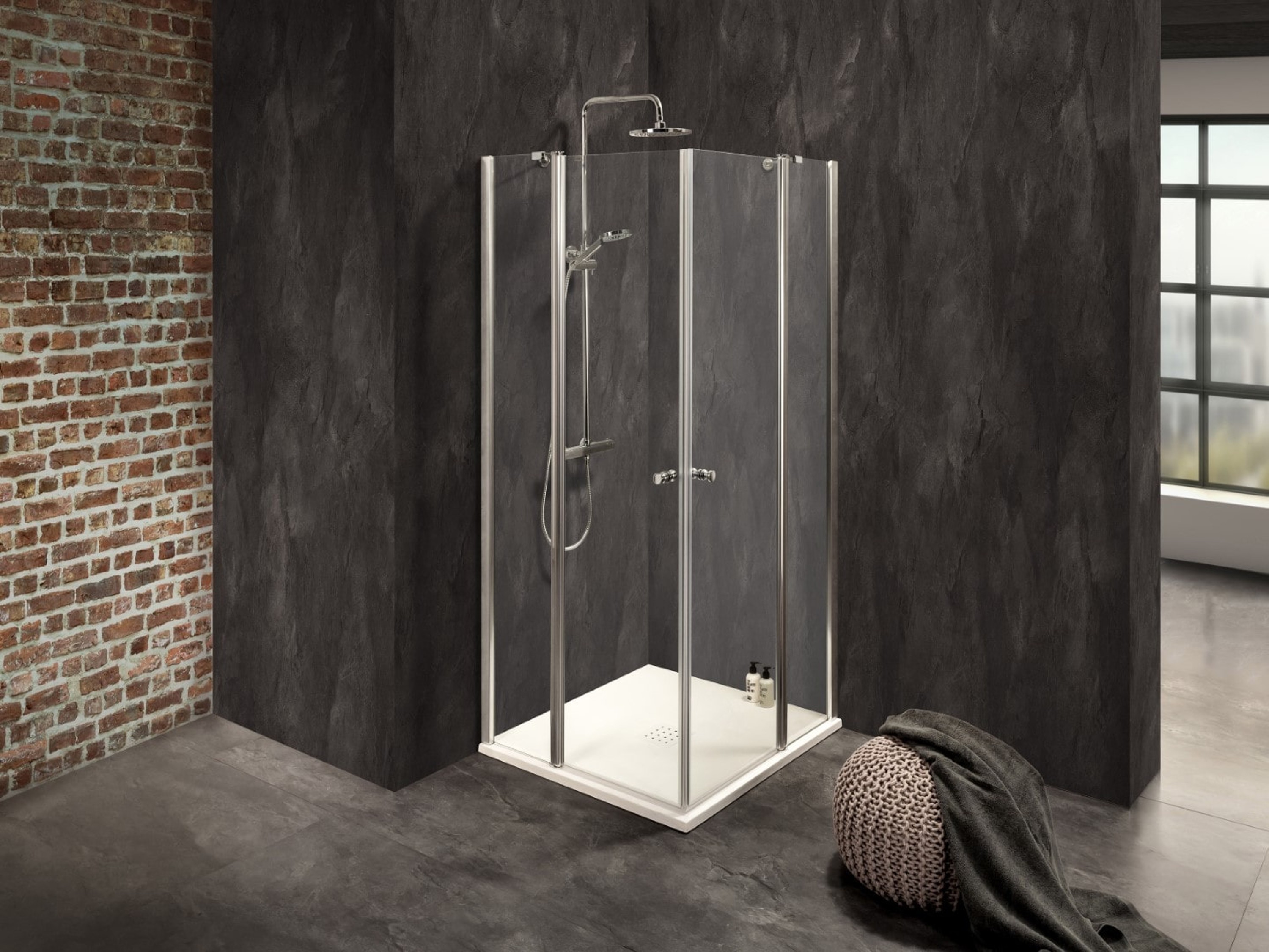 Duschkabine/ Duschabtrennung Dusbad Vital 2 zweiteilige Pendeltür an Festteil / Eckdusche  links 875mm rechts 1150mm
