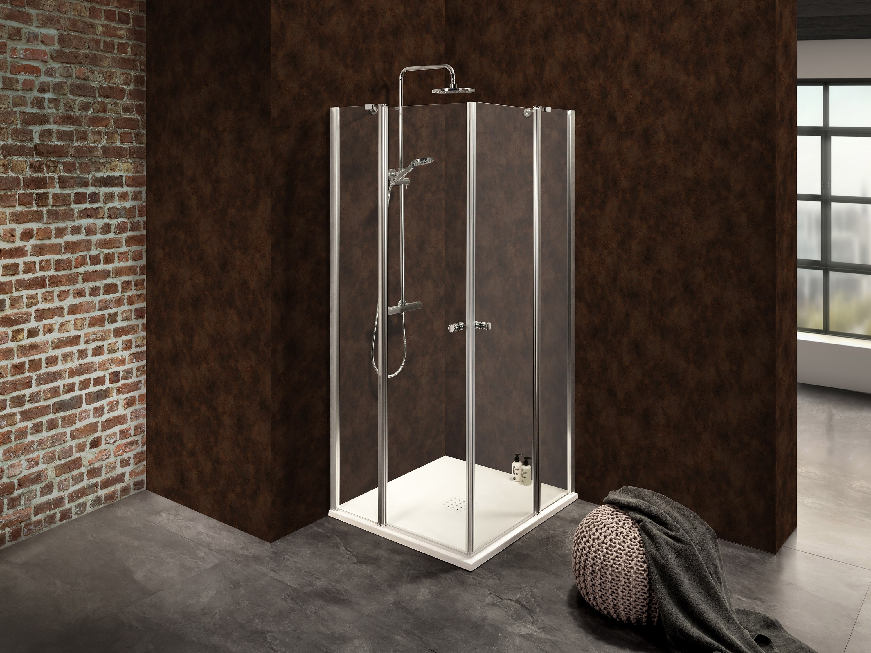 Duschkabine/ Duschabtrennung Dusbad Vital 2 zweiteilige Pendeltür an Festteil / Eckdusche  links 875mm rechts 1150mm