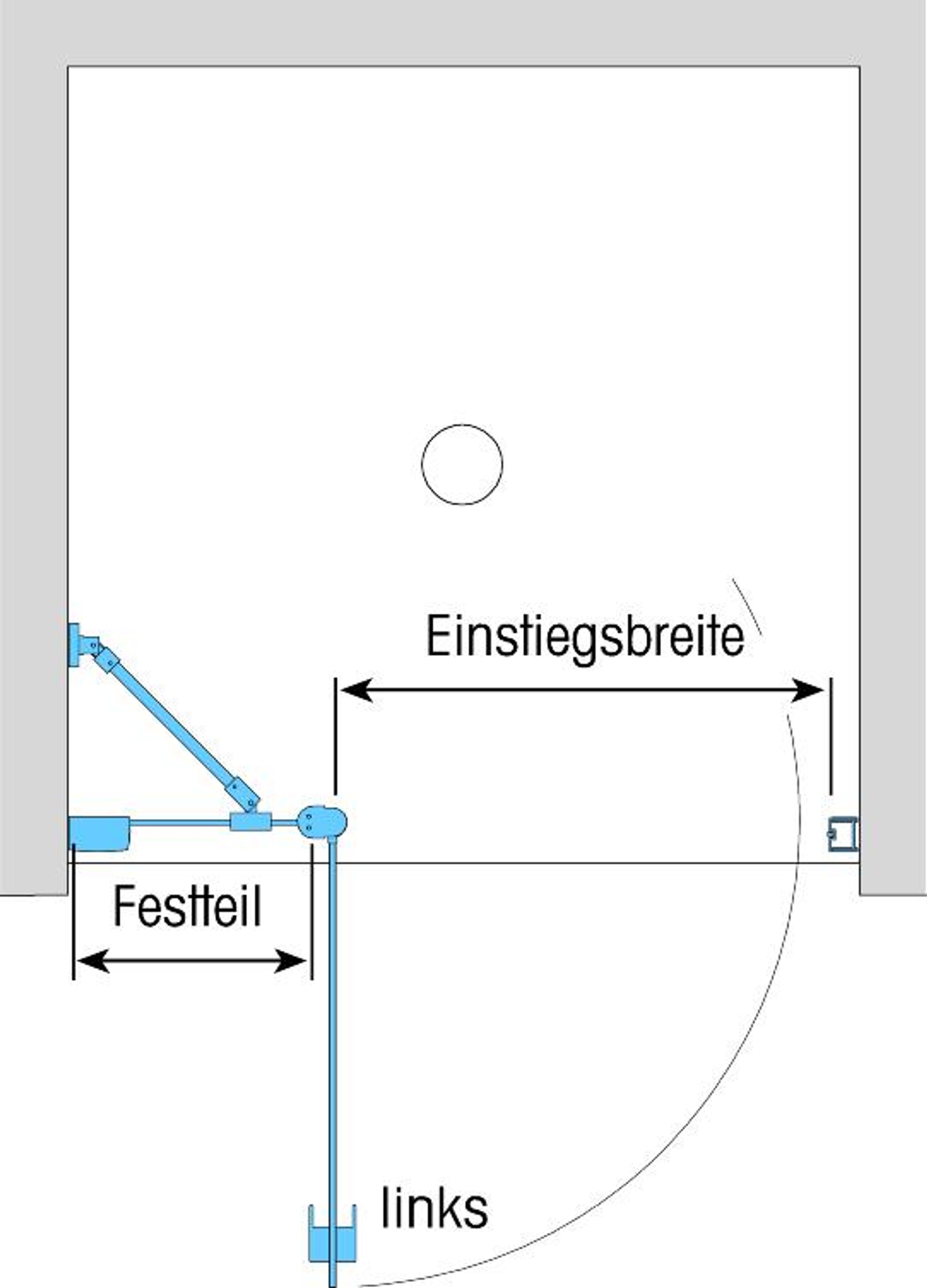 Duschkabine/ Duschabtrennung Dusbad Vital 2 Pendeltür an Festteil für Nischendusche