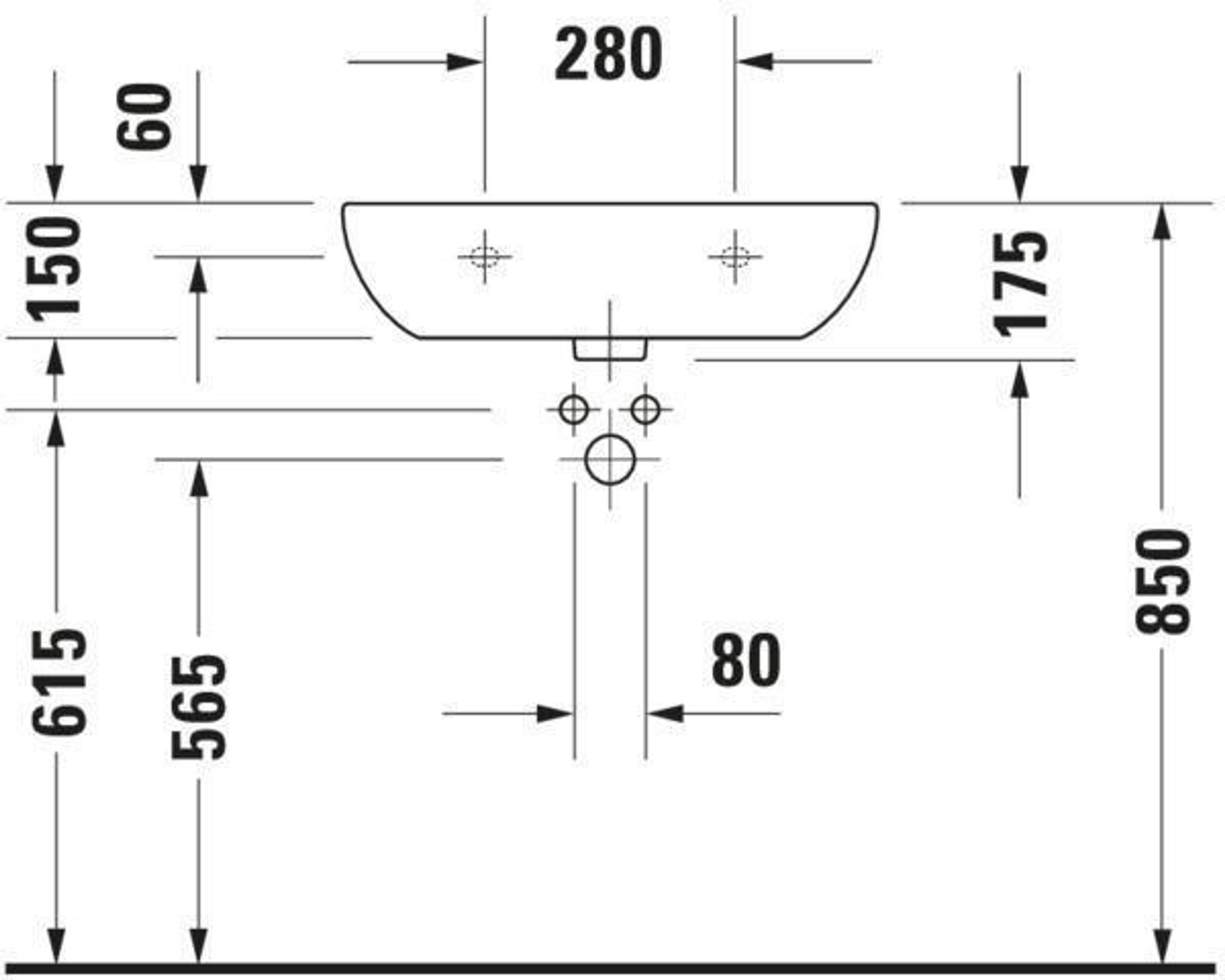 Duravit Waschtisch D-CODE MED o ÜL m HLB