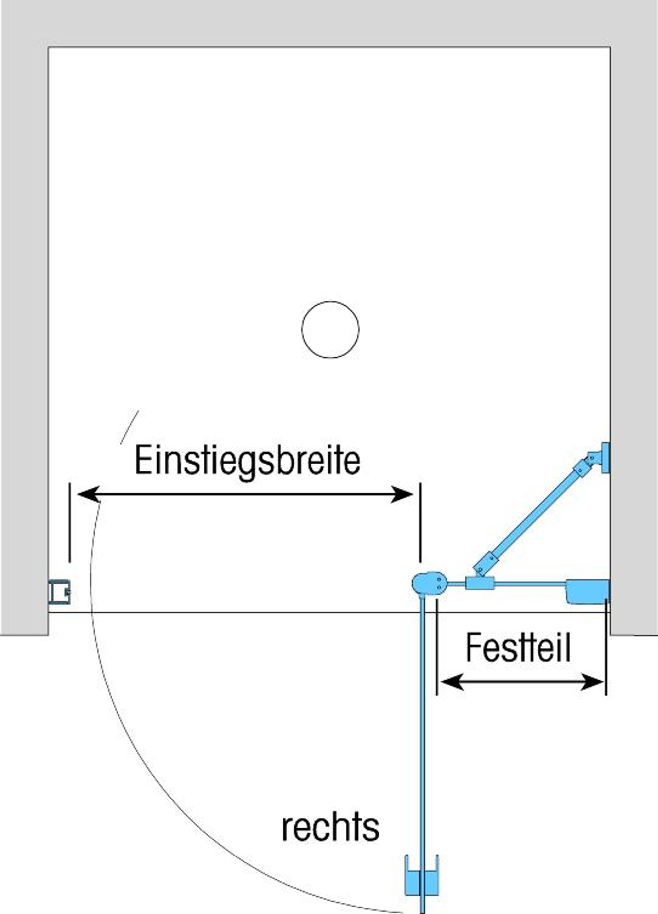 Duschkabine/ Duschabtrennung Dusbad Vital 2 Pendeltür an Festteil für Nischendusche